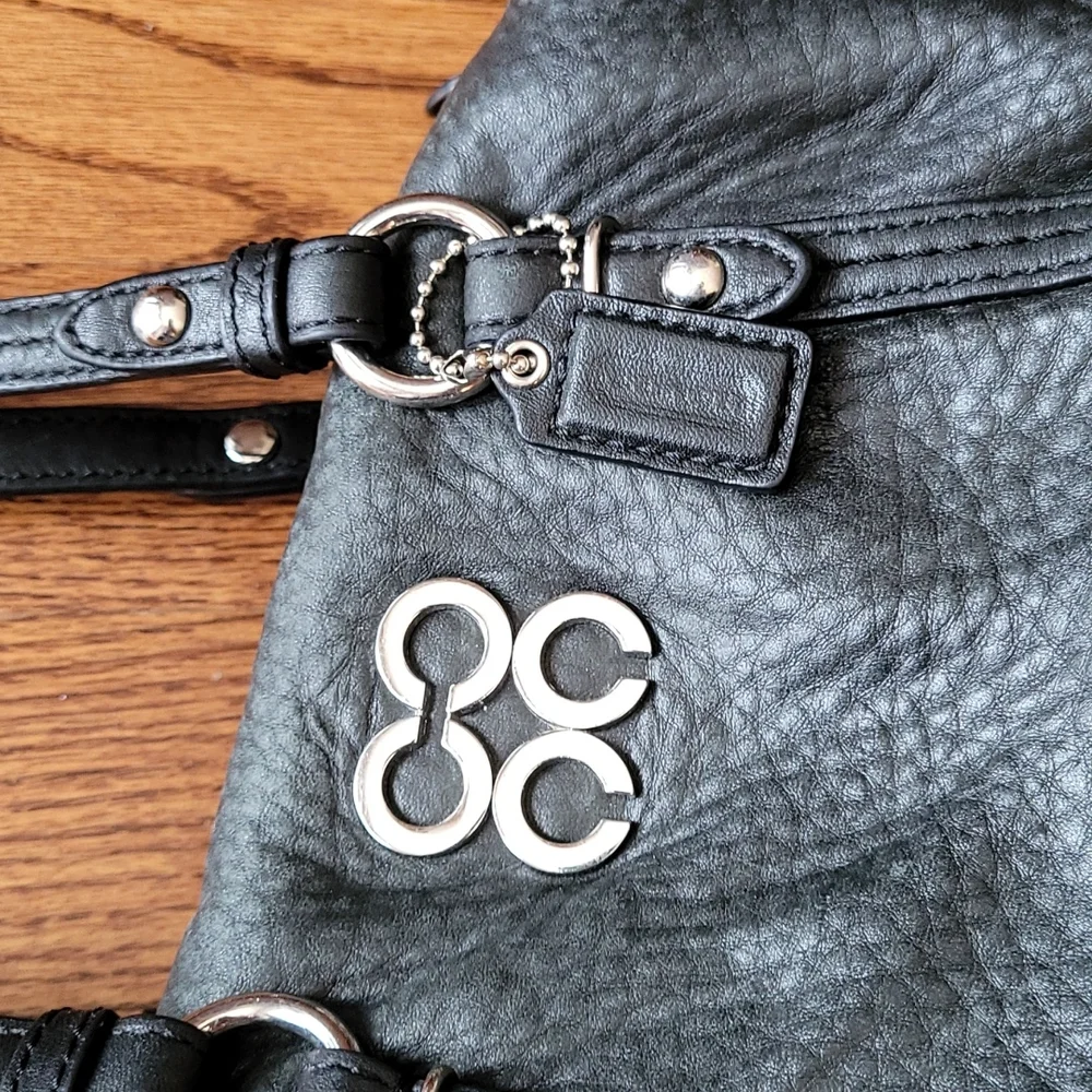 Coach "Julia" Black Leather Satchel with Silver Hardware - Picture 14 of 15